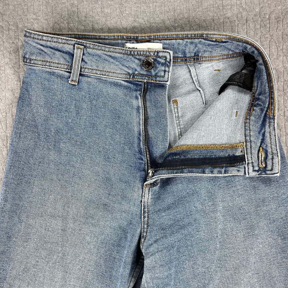 Zara Y2K 90s baggy Wide Leg High-Rise‎ Jeans Women 6/26X30 light wash Raw Hem - Picture 10 of 12